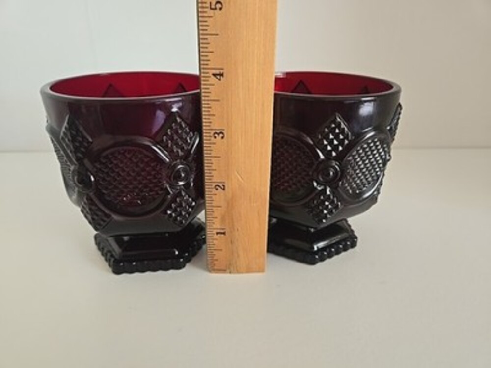 Red Tumblers Footed Avon 1876 Cape Cod Vintage - Picture 6 of 7